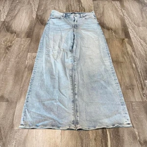 Express Super Baggy Wide Leg Light Wash Denim Blue Jeans Womens Size 14R - Picture 1 of 6