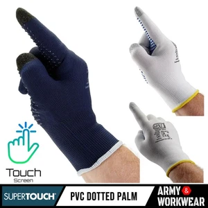 Supertouch Dotted Touchscreen Gloves PVC Dots Enhanced Grip Protection  - Picture 1 of 10