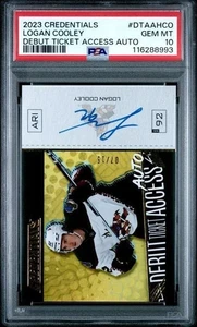 PSA 10 2023 UD Credentials LOGAN COOLEY Rookie Debut Ticket Access Auto 7/15 JC - Bild 1 von 2