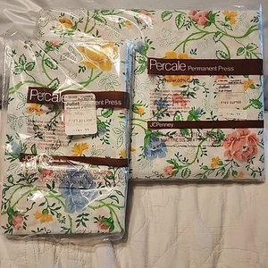 Vtg JC Penney Percale Juliet Full Size Fitted Sheet Floral 54"x75" 2 Pillow Case - Picture 1 of 3