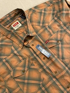 Wrangler Shirt Mens 2XL Plaid Clay Color Slim Fit Snap Front Cowboy Wash Western - Picture 1 of 8