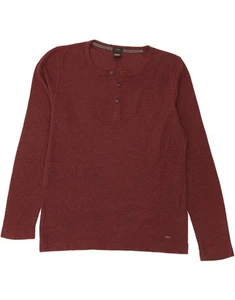 HUGO BOSS Mens Slim Fit Top Long Sleeve XL Burgundy Cotton BH03 - Picture 1 of 3