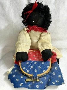 Vintage Handmade African American Folk Art Cloth Rag Doll Girl Quilting Folk Art - Picture 1 of 6