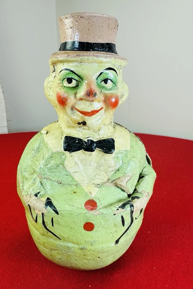 Rolly Dolly Roly Poly 1910 Alemania Juguete Papel Maché Payaso Dapper Raro Antiguo Foto 1 de 4