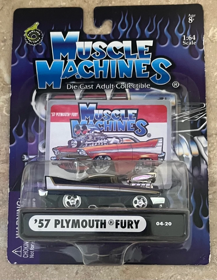 2005 Muscle Machines 04-20 '57 Plymouth Fury Black 1:64 Die-Cast - Image 1 of 4