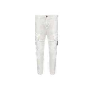 (Kids) C.P. Company U16 Stretch Gabardine Cargo Pants Gauze White - 23SS - Picture 1 of 2