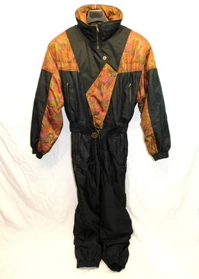 Vintage Edelweiss Sz 10 M Black Brown Purple Snowsuit Retro Insulated Ski Coat - Image 1 of 4