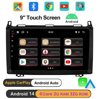 für Mercedes Benz Viano Vito 9" Autoradio CarPlay GPS Navigator +BT 4 Core 2+32G - Bild 1 von 4