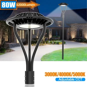 80W LED Post Top Lighting IP65 Outdoor Garden Street Pole Lamp 3000K/4000K/5000K - Picture 1 of 14