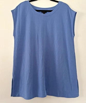 Top túnica Jill Wearever azul sin mangas suave para mujer suéter grande cuello redondo Foto 1 de 4