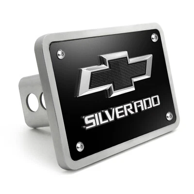 Chevrolet Silverado 3D Negro Logo en Negro Billet Aluminio 2" Cubierta de Enganche Foto 1 de 4