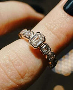 Half Eternity Band Engagement Ring 2Ct Simulated Diamond 925 Sterling Silver - Picture 1 of 6