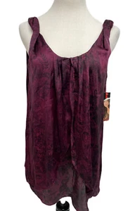 Sofia Vergara women's top blouse burgundy floral print sleeveless size L - Picture 1 of 11