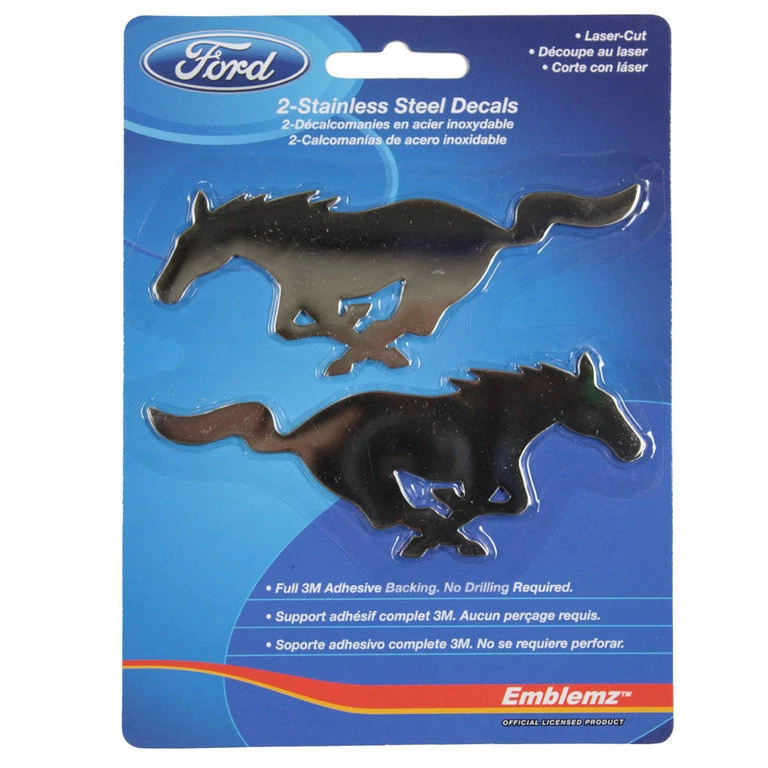 Adesivo originale Ford Mustang Pony logo acciaio inox emblemi sticker decal NUOVO