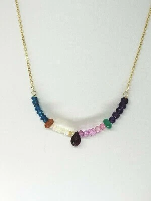 Collar Apatita Rubí Topacio Ópalo Relleno Oro Amarillo Plata Oro Rosa Relleno 18"   Foto 1 de 4