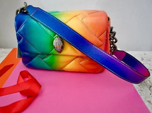 NUEVO CON ETIQUETAS $275 KURT GEIGER Londres KENSINGTON Med Cuero Acolchado Arco Iris Bolso de Mano Águila - Imagen 1 de 10
