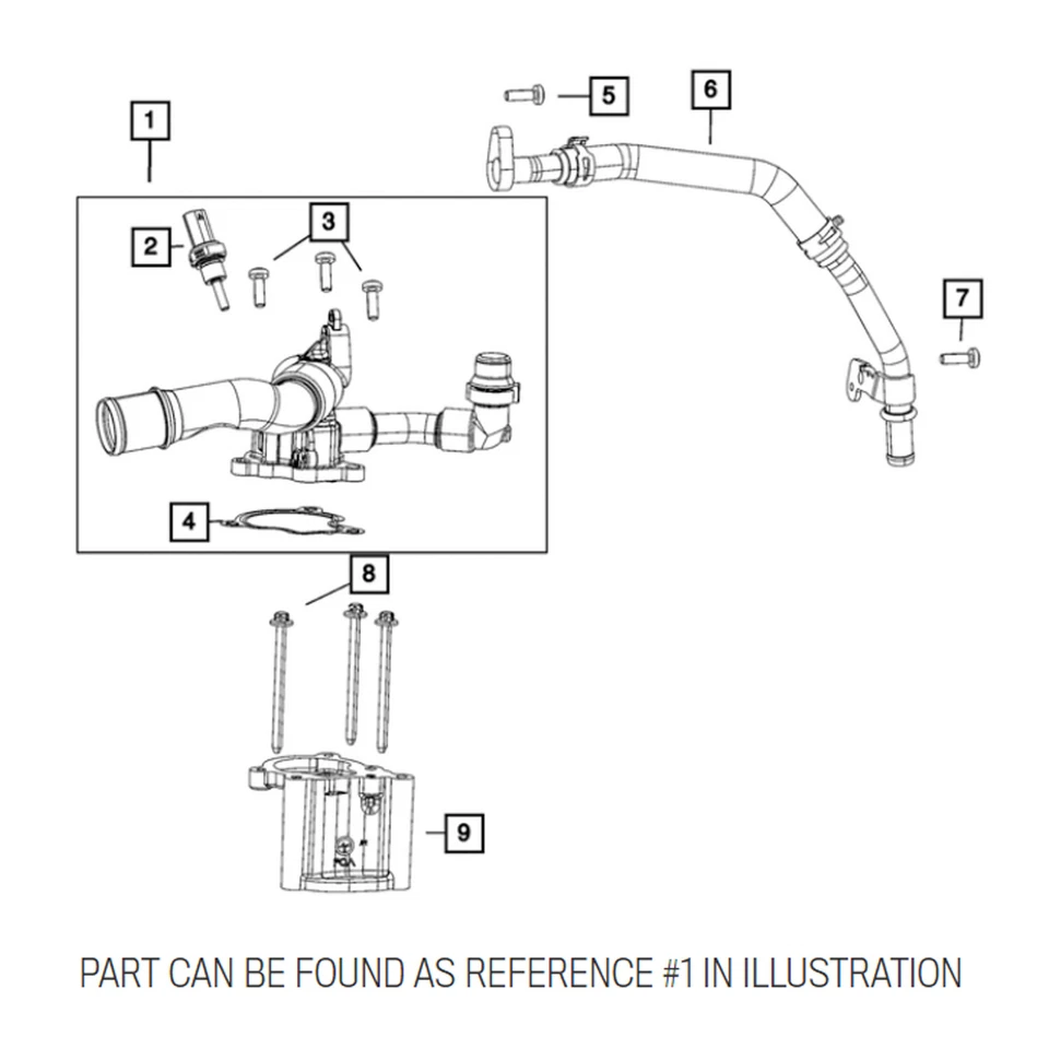Carcasa termostato refrigerante motor Mopar original OEM para Jeep Wrangler 2018-2024 Foto 1 de 1