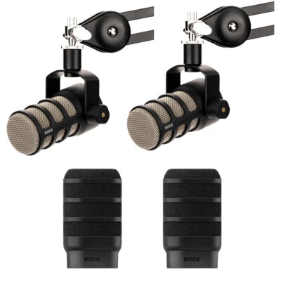 Rode PodMic Dynamic Podcasting Microphone (2-Pack) w/ 2x Pop Filter Black Bundle - Image 1 of 4