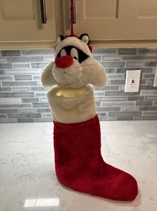 1994 VTG Sylvester The Cat Christmas 3D Stocking Looney Tunes Plush Warner Bros - Picture 1 of 8