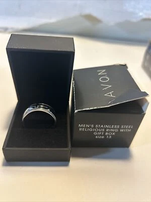 Avon Men's Stainless Steel Cross Ring Wedding Band Size 13 - Image 1 of 4