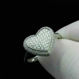 2Ct Round Cut Lab-Created Diamond Heart Shape Wedding Ring 14K White Gold Plated - Picture 1 of 4