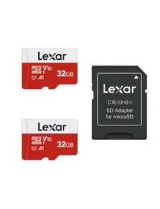 Lexar Carte Micro SD 32 Go Lot de 2 Cartes Carte Mémoire Micro SD+ Adaptateur... - Photo 1 sur 9