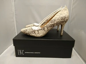INC Women's Heels Zitah 21P Pointed Toe Pumps, Natural Snake Color Size 9 M - Picture 1 of 9