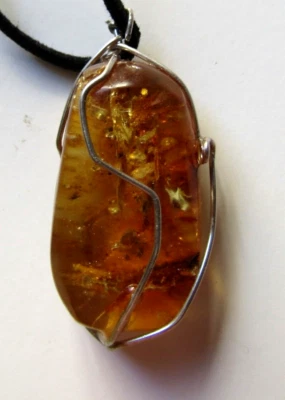 Ciondolo ambra copale grezza, in argento sterling - Immagine 1 di 4