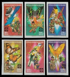 Madagascar 1988 - Mi-Nr. 1133-1138 B ** - MNH - Pájaros - Mariposas - Imagen 1 de 1