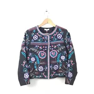Parker Jacket Multi Color Halston Floral Embroidered Coat Zip Women’s NWT $548 - Picture 1 of 8