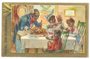 BLACK FAMILY THANKSGIVING - Türkei für glückliche Familie ca1908 - Bild 1 von 2
