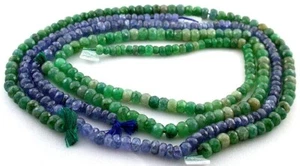 215,90 Karat Drei Strang 4 mm bis 5 mm Rondelle Smaragd Saphir Perlen AUSVERKAUF - Bild 1 von 2