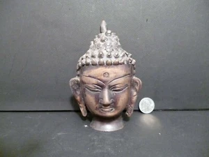 REAL CHINESE OLD TIBETAN BUDDHA 5.5"H BRONZE BUST STATUE ANTIQUE COLLECTION 2335 - Picture 1 of 6