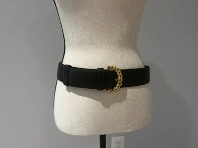 Auténtico cinturón con hebilla de cuero vintage verde oscuro Bottega Veneta 85/34 Foto 1 de 4