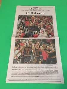 LEBRON JAMES MEMORABILIA NEWSPAPER PAGE NBA PLAYOFFS CALL IT EVEN BULLS 5/11/15 - Picture 1 of 1