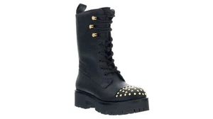 Versace Jeans Couture Womens Black Signature Studded Classic Combat Boots - Picture 1 of 6