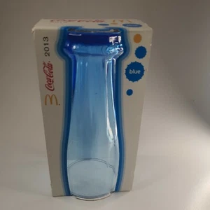 Coca Cola Glass 2013 McDonalds Ltd Edition Blue Upside Down Bottle Shape - Picture 1 of 3