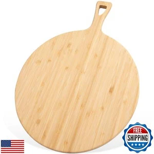15.4 x 11.4 Inch Large Round Cutting Board with Handle Bamboo Large Wood Cutt - Picture 1 of 5