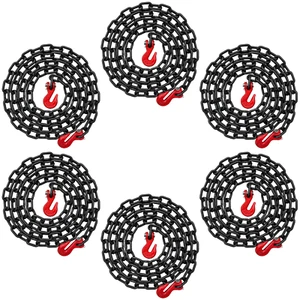 6PK - 1/4" X 10' Carpeta de Transporte Cadena Grado 80 Ganchos de Agarre Cadena de Remolque 3.500 libras - Imagen 1 de 6