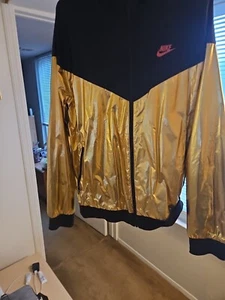 Nike Heritage Windrunner Jacket XL Metallic Gold Black Rare Vintage - Picture 1 of 8