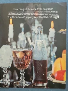 1964 1 one calorie TAB soda bottle glasses vintage ad - Picture 1 of 1