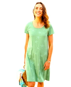 NUEVO CON ETIQUETAS NUEVO PRODUCTO FRESCO Como Nuevo Julip Verde Sea-Star SADIE Jersey Algodón Vestido M - Imagen 1 de 5