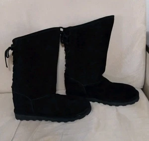 BEARPAW Women's Phylly Boots Suede Leather Slip On Boot, Black II Womens Size 11 - Picture 1 of 8