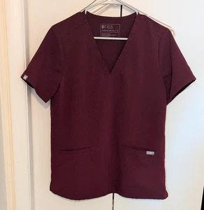 Figs Casma Three Pocket Scrub Top Womens Size M Red Medical Short Sleeve - Picture 1 of 8