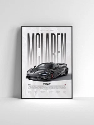 Póster McLaren 765LT | Arte de pared moderno de superdeportivo | Regalo para entusiastas de los automóviles Foto 1 de 4