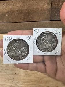 Vintage Paar Sibley Lindsay & Curr 10 $ Silbermünze Handelsmedaille Rochester, NY - Bild 1 von 6