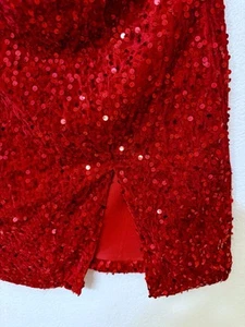 Amazing Lace Red Sequin Mini Skirt with High Front Slit Size M, Clubwear, Y2K - Picture 1 of 7