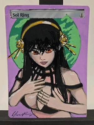 MTG Sol Ring – Hand-Painted Alter, Anime Portrait, Signed, OOAK - Image 1 of 2