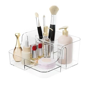 Clear Makeup Organizer Countertop 6 Compartments Cosmetic Jewelry Skincare - Picture 1 of 7