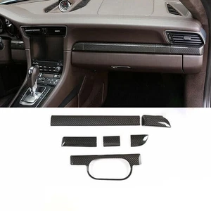 Tira de tablero de instrumentos de consola central de fibra de carbono seca decoración para Porsche 718 2016-2021 - Imagen 1 de 6